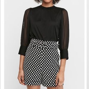 Express Super High Waisted Dot Belted Shorts